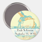 ロマンチック素朴ハミングバードキスラブバードウェディング マグネット (正面/裏面)