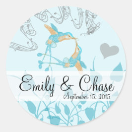 ロマンチック素朴ハミングバードキスラブバードウェディング ラウンドシール