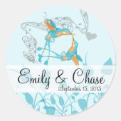 ロマンチック素朴ハミングバードキスラブバードウェディング ラウンドシール (正面)