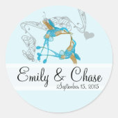 ロマンチック素朴ハミングバードキスラブバードウェディング ラウンドシール (正面)