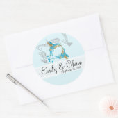 ロマンチック素朴ハミングバードキスラブバードウェディング ラウンドシール (封筒)