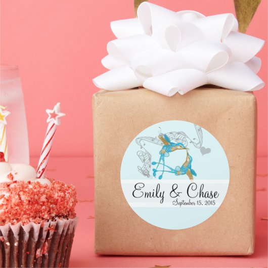 ロマンチック素朴ハミングバードキスラブバードウェディング ラウンドシール (パーティー)