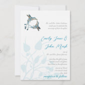 ロマンチック素朴ハミングバードキスラブバードウェディング 招待状 (正面)