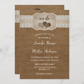 ロマンチック素朴バーラップアンドレース結婚式招待状 招待状 (正面/裏面)