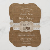 ロマンチック素朴バーラップアンドレース結婚式招待状 招待状 (正面/裏面)