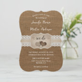 ロマンチック素朴バーラップアンドレース結婚式招待状 招待状 (スタンド正面)