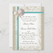 ロマンチック素朴ビーチ&パールアクア 招待状 (正面)