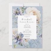 ロマンチック素朴ブルー&ホワイトフローラブライダルランチ 招待状 (正面)