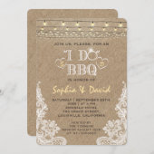 ロマンチック素朴レースバーラップI DO BBQ 招待状 (正面/裏面)