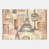 ロマンチック素朴ヴィンテージパリ ラッピングペーパーシート (正面3)