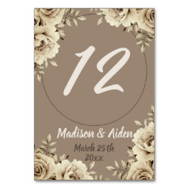 ロマンチック素朴白バラ結婚ズ テーブルナンバー