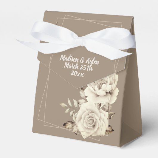 ロマンチック素朴白バラ結婚ズ フェイバーボックス (正面サイド)