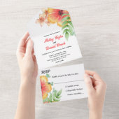 ロマンチック素朴秋フローラ結婚ズ オールインワン招待状 (貼ってはがせる)