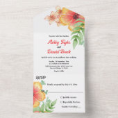 ロマンチック素朴秋フローラ結婚ズ オールインワン招待状 (内側)