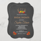 ロマンチック素朴〔雄ジカの〕枝角秋ブライダルシャワー招待状 招待状 (正面/裏面)