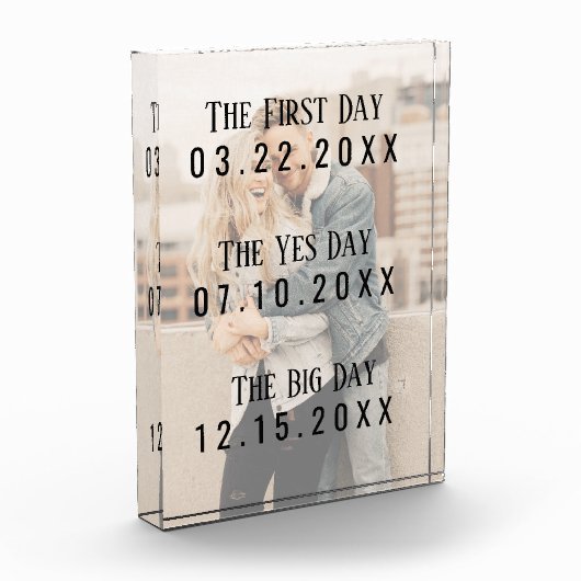 ロマンチック結婚したカップル日付写真タイポグラフィ フォトブロック (左)