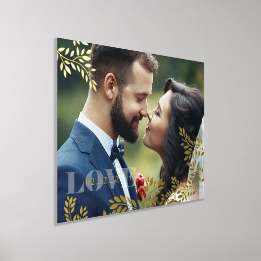 ロマンチック結婚つる植物の日付 箔ポスター (レイダウン)