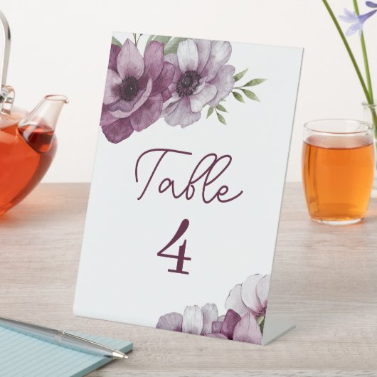 ロマンチック結婚なアネモネスのテーブル番号 台座サイン (インサイチュ)