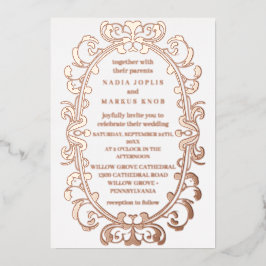 ロマンチック結婚なアールヌーボーバラ 箔招待状