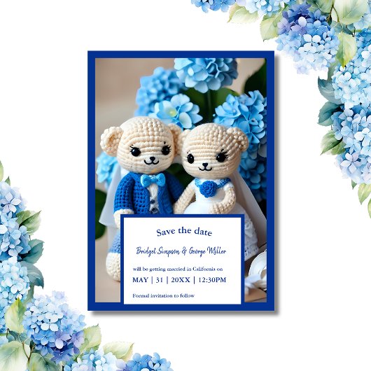 ロマンチック結婚なクロシェのカップルは日付カードを安全にする