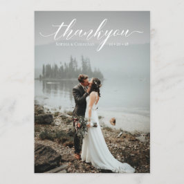 ロマンチック結婚なスクリプトありがとうフォトカード 招待状
