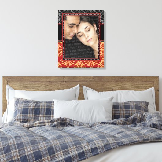 ロマンチック結婚なダマスクのポートレート超エレガント- キャンバスプリント (インサイチュ (寝室))