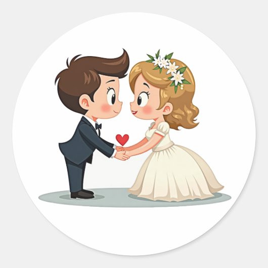 ロマンチック結婚なダンスステッカー ラウンドシール (正面)