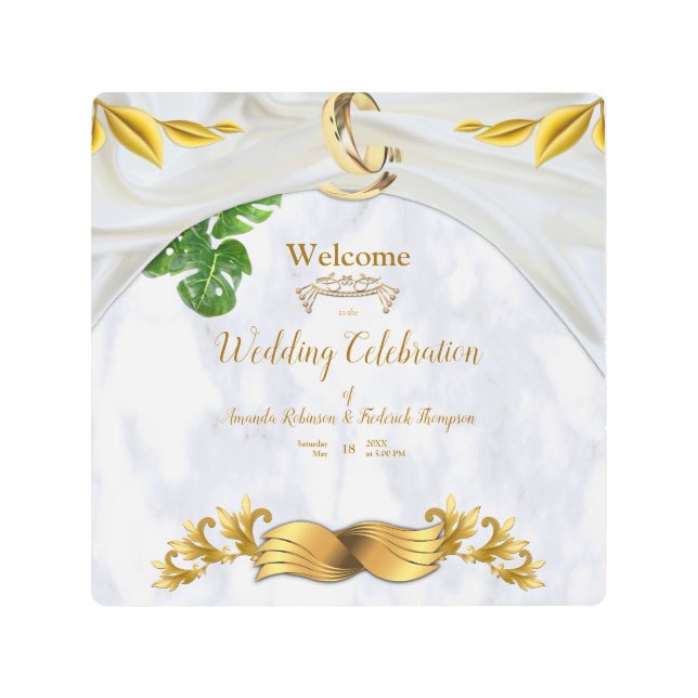 ロマンチック結婚なトロピカルウォールデコール メタルプリント (正面)