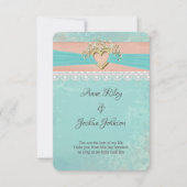 ロマンチック結婚なハートとリボン 招待状 (正面)