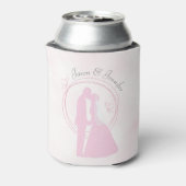 ロマンチック結婚なピンクのカップル名クーラーボックス 缶クーラー (缶裏面)