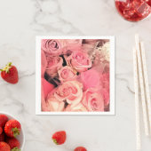 ロマンチック結婚なピンクのバラの尾骨ナプキン スタンダードカクテルナプキン (インサイチュ)
