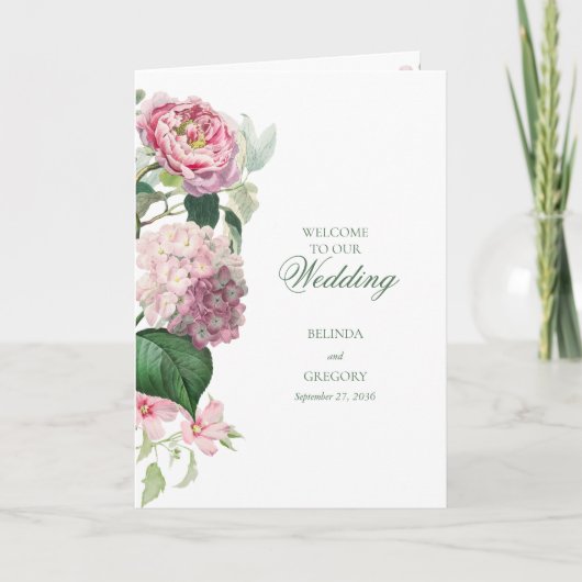 ロマンチック結婚なピンクの花の順番 プログラム (正面)