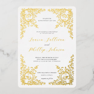 ロマンチック結婚なファインアートのヴィンテージフランスの枠 箔招待状