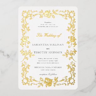ロマンチック結婚なファインアートのヴィンテージフランスの枠 箔招待状