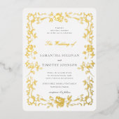 ロマンチック結婚なファインアートのヴィンテージフランスの枠 箔招待状 (正面)