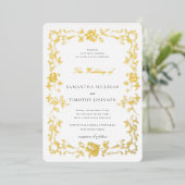 ロマンチック結婚なファインアートのヴィンテージフランスの枠 箔招待状 (立ち正面)