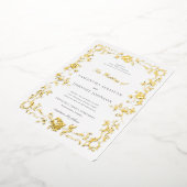 ロマンチック結婚なファインアートのヴィンテージフランスの枠 箔招待状 (回転した状態)