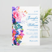 ロマンチック結婚なフローラのエレガント虹グラデーション 招待状 (スタンド正面)