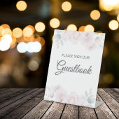 ロマンチック結婚なフローラのゲストブックサイン 台座サイン