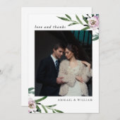 ロマンチック結婚なフローラの感謝写真カード サンキューカード (正面/裏面)