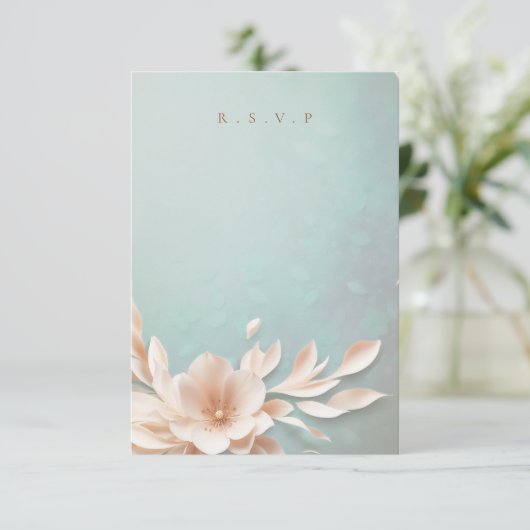 ロマンチック結婚なフローラの食事の選択RSVP 出欠カード (スタンド正面)