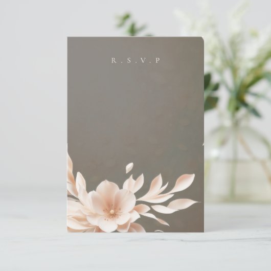 ロマンチック結婚なフローラの食事の選択RSVP 出欠カード (スタンド正面)