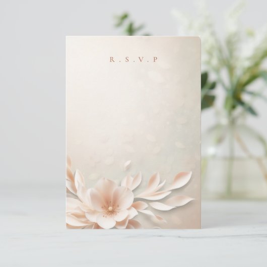 ロマンチック結婚なフローラの食事の選択RSVP 出欠カード (スタンド正面)