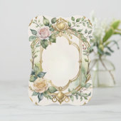 ロマンチック結婚なフローラ金ゴールド枠 招待状 (スタンド正面)