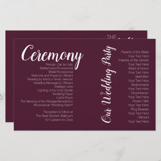 ロマンチック結婚なブルゴーニュの写真式計画 (正面/裏面)