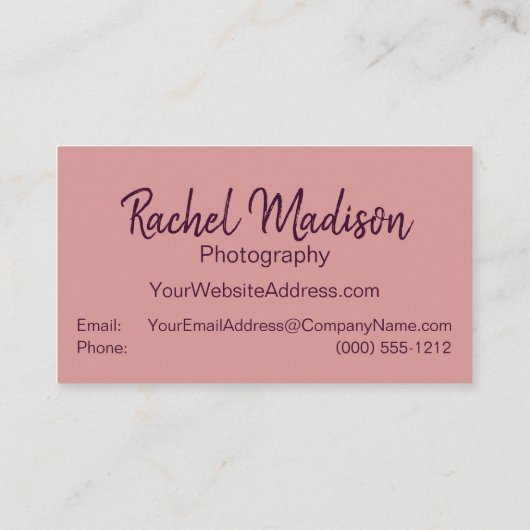 ロマンチック結婚なポートレート写真家 名刺 (裏面)