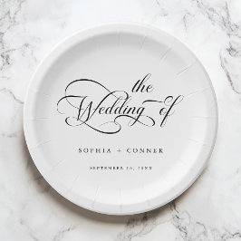 ロマンチック結婚な上品な書道 ペーパープレート