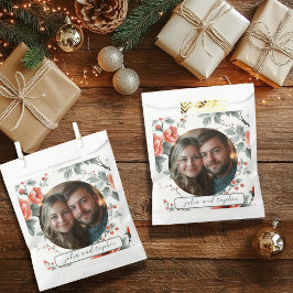 ロマンチック結婚な写真とヴィンテージクリスマスのフローラ フェイバーバッグ