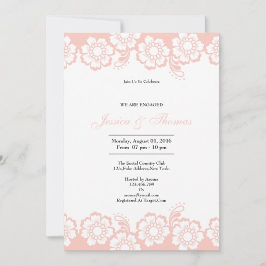 ロマンチック結婚な婚約カード 招待状 (正面)