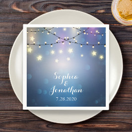 ロマンチック結婚な屋外のキラキラ光 スタンダードカクテルナプキン